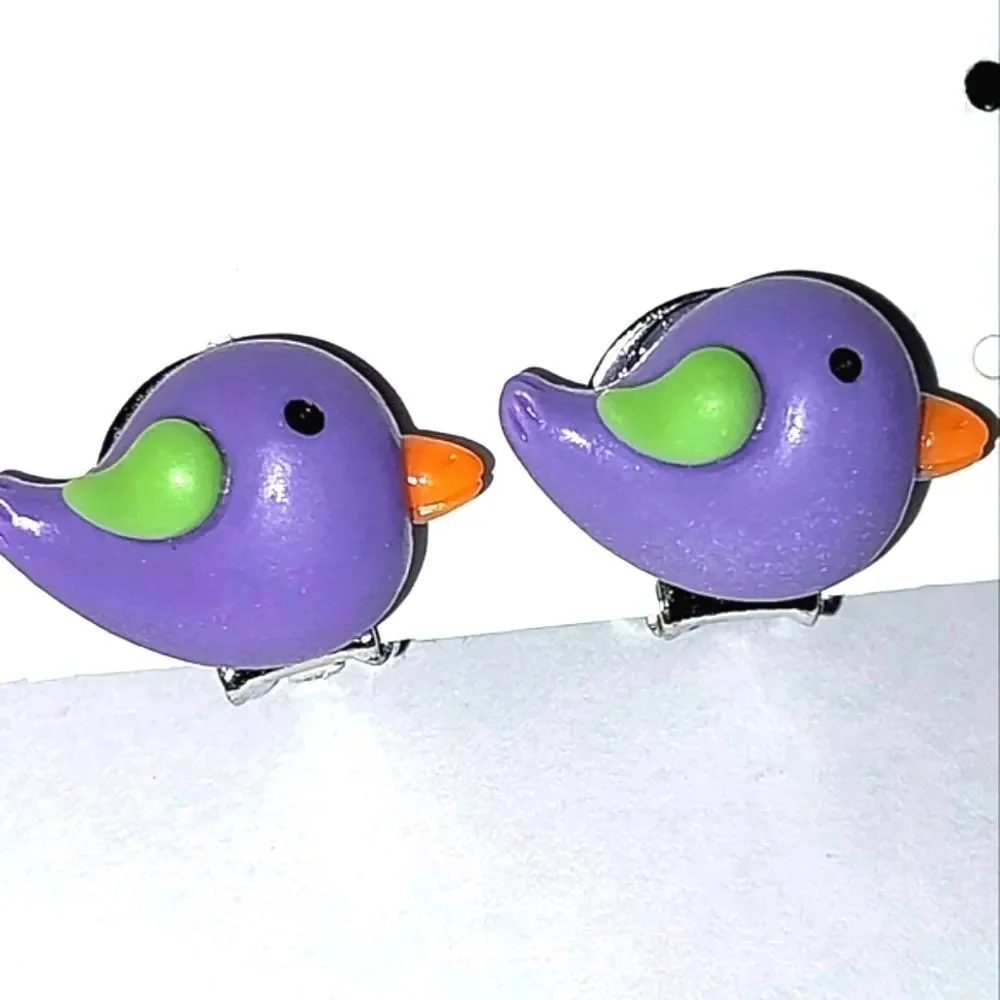 Beautiful girls bird clip-on earrings for kids